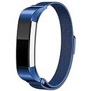 LAREDTREE Metal Loop Bands Compatible with Fitbit Alta/Fitbit Alta HR, Breathable Stainless Steel Loop Mesh Magnetic Adjustable Wristband for Women Men(Blue)