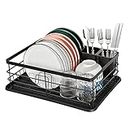 BRIAN & DANY Dish Drying Rack Over Sink for Kitchen 40×28×14.5cm, Dish Drainer with Cutlery Tray