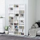 GaRcan CD Cabinet White 102x16x177.5 cm Engineered Wood,CD Cabinet,CD Wall Stand,Media Storage Furniture