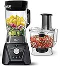 OSTER Blender and Food Processor Combo with 3 Settings for Smoothies, Shakes, and Food Chopping - 3 Speed Texture Select Settings Pro Blender with Tritan Jar Attachment - Metallic Gray