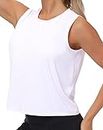 THE GYM PEOPLE Ice Silk Workout Tops for Women Quick Dry Muscle Gym Running Shirts Sleeveless White