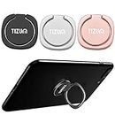 tizum Universal Phone Ring Holder Kickstand, 180° Rotation Metal Grip for Magnetic Car Mount Foldable Cell Phone Stand, Compatible with All Smartphones (Set of 3 - Metal Black, Rose Gold, Silver)