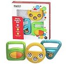 Halilit Musical Baby Shapes Musical Instrument Gift Set. Shaker Maraca, Ring my Bell and Rattle Roller. 3 Brightly Coloured, Durable, Sensory Music Toys. Suitable infants Boys & Girls 3 Months +