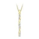 Carissima Gold Women's 9ct 2-Colour Gold Twist Diamond Cut Pole Pendant on Curb Chain of 46cm/18"