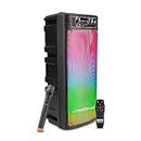 Krisons Disco Double Woofer 80 W Multi-Media Bluetooth Party Tower Speaker with Wireless Mic for Karaoke,in Built Digital Display,RGB Lights, USB, SD Card and FM Radio
