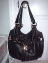NWT Michael Kors Braided Grommet Large Black Leather Shoulder Handbag 