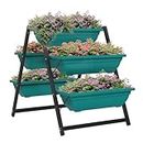 Outsunny 3-Tier Vertical Raised Garden Bed with 5 Planter Boxes, Outdoor Plant Stand Grow Container with Leaking Holes for Balcony Patio Outdoor, Green