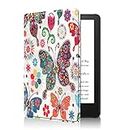 Amazon Brand - Eono Slimshell Case Compatible with 6.8" Kindle Paperwhite (11th 2021) and Kindle Paperwhite Signature Edition - Lightweight PU Leather Cover with Auto Sleep/Wake, Butterfly