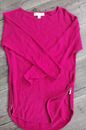 Michael Kors Side Zip Sweater Fuchsia Pink Tunic  Pullover Womens Size Small S