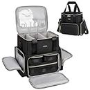 Large Cosmetic Bag with 3 Removable Cases, Travel Makeup Organizers and Storage Bag with Detachable Dividers, Black