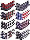 8 Pairs Arm Sleeves for Men Women Compression Cooling UV Sun Protection Arm Sleeves American Flag Tattoo Cover Sleeves, Multicolor, Medium