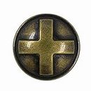 Bezelry 12 Pieces Cross Domed Metal Shank Buttons. 18mm (11/16) (Antique Brass)