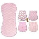 iZiv 4 Pack Baby Burp Cloths Feeding Nursing Towel Accessory, 3 Layers Absorbent Printing Soft Cotton 0-2 Years (Color-5)