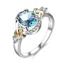 Women's Fashion Accessories Silver Blue Zircons Ring Wedding Jewelry Size 6-10