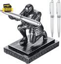 Knight Pen Holder with 2 Pens Resin Desk Organizers and Accessories Funny Execut