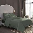 Trident Nectarsoft King Size Bedsheet Set- 100% Cotton- 5-Piece Sheet Set with 4 Pillowcases- Sateen Weave- Superior Softness- 600 Thread Count- King Size Sheets- Luxurious Feel- Sage Green