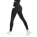 GymCope Leggings for Women with Tummy Control, 2 Side Pockets and 1 Inner Pocket Yoga Pants, Non-See-Through Fabric for Yoga, Running, Gym or Lounging, Black, X-Large