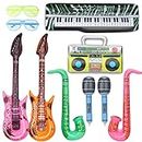 Rock Star Inflatable Musical Instrument Balloons, Photo Booth Props Guitar Saxophone Microphone Balloons Toys, Party Supplies Favors Decorations Accessories Birthday Festival Carnival Gift