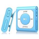 AGPTEK 64GB Lettore MP3 Bluetooth 5.0 con Clip, Mini Lettore Musicale Portatile Suono Senza Perdita con Radio FM, Contiene 13000+ Brani, Ideale per lo Sport, Blu