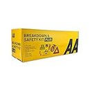 AA Vehicle Breakdown Safety Kit Plus AA5618 – Tyre Inflator, Warning Triangle, Tow Rope, Hi-Vis Vest, Torch, Glass Hammer, Booster Cables, Storage Bag