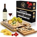 Charcuterie Boards Gift Set - Bamboo Cheese Board Set - Large Charcuterie Board Set - Unique Mothers Day Gifts for Mom - House Warming Gifts New Home, Wedding Gifts for Couple, Bridal Shower Gift