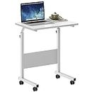 SogesHome Adjustable Mobile Bed Table Portable Laptop Computer Stand, 23.6 inches and 31.4 inches (White, 23.6 inch)
