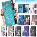 For Samsung S22 S21 S20 FE Ultra S10 S9 Plus 5G Zipper Case Leather Wallet Cover