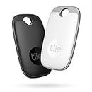 Tile Pro (2022) Lot de 2 localisateurs d’article Bluetooth, Portée de 120 m, fonctionne avec Alexa et Google Smart Home. Compatible avec iOS et Android, Noir/Blanc