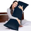 MY ARMOR Microfibre Full Body Long Sleeping Pillow for Pregnancy, 53"x16" Inches, Side Sleeping, Hugging, Cuddling, Relaxing, Washable, Premium Velvet Outer Cover with Zip (Navy Blue)