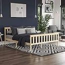 Vida Designs Milan King Size Bed, 5ft, Bed Frame, Solid Pine Wood, Headboard, High Foot End Bedroom Furniture, Pine