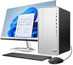 HP Pavilion Desktop Computer and 27" FHD Monitor, AMD Ryzen 5 5600G (6-core, Up to 4.4 GHz), 12GB RAM, 256GB SSD + 1TB HDD, WiFi, Bluetooth, HDMI, RJ-45, Mouse and Keyboard, Windows 11 Home