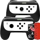 Orzly Grips Compatible with Nintendo Switch Joy-Cons for Extra Comfort - Twin Pack (2X Black) Universal Sided Grip Attachments for use with Nintendo Switch Joy-Cons