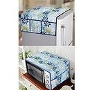 E-Retailer® Exclusive 3-Layered Polyester Combo Set of Appliances Cover (1 Pc. of Fridge Top Cover, 1 Pc. of Microwave Oven Top Cover) (Color-Blue, Design-Floral, Set Contains-2-Pcs.)