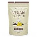 Proteine in polvere Vegane Vaniglia 1 kg - 83% Polvere Proteica 3k a Base Vegetale - 1000 g Vegan Protein Vanilla Cream Flavor - Senza Lattosio, Stevia, Glutine