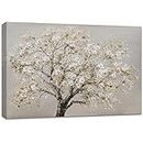 Wooden Framed Canvas Wall Art Canvas Print Blossom Cerasus Tree Picture Painting Poster Modern Wall Artwork Gallery Wrapped Home Office Kitchen Bathroom Bedroom Wall Decorations Ready To Hang 40x60cm