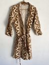 Kip & Co Ikat And Dreams Coconut French Linen Robe with Belt One Size