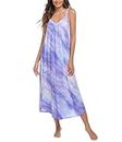 Ekouaer Women Long Nightgown Soft Sleeveless Sleepwear Racerback Slip Loungewear Chemise Purple Large