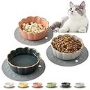 SIDUCAL Cat Bowls - 5 Inches Cat Food Bowl Cat Dishes with Silicone Non-Slip Mats, 3 Pieces Cat Bowls for Indoor Cats, Ceramic Cat Food and Water Bowl Set Gift for Pet Lovers