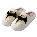 WIRETRAN Christmas Halloween Bat Slippers for Women Men Plush Soft Funny Fluffy Memory Foam House Shoes Bat 39-40