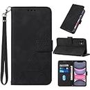 Compatible for iPhone 11 Wallet Case,[Kickstand][Wrist Strap][Card Holder Slots] TPU Interior Protective PU Leather Magnetic Clasp Shockproof Folio Flip Cover for iPhone 11 Case Wallet (Black)