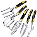 24x7 eMall 5 Pcs Gardening Tools for Garden Home Patio, Heavy Duty Aluminium Tools Set with Gardening Transplanting Spade, Cultivator, Weeder, Trowel and Weeding Fork, Durable Gardening Accessories