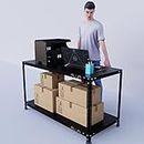 Alija® Workbench/Table/Desk (2.5 x 4.5 x 2 Ft./30 x 53 x 24 Inch) (1.5 inch Border Thickness) with 2 Shelves (Black, 20 Gauge Shelves, 14 Gauge Angle)