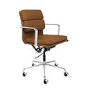 Laura Davidson Furniture SOHO II Padded Management Office Chair - Mid Back Desk Chair with Arm Rest, Swivel & Cushion Availability, Made of Faux Leather, Brown