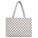 Carrylux Spacious Tote Handbag Shoulder Bag For Women With Embossed Geometric Print (White)