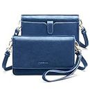 nuoku Women Small Crossbody Bag Cellphone Purse Wallet with RFID Card Slots 2 Straps Wristlet, M Size Navy Blue, M-size