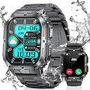 LIGE Military Smart Watches for Men (Answer/Make Call), 1.95'' AMOLED Screen Smart Watch with Healthy Monitor, Sports Mode, IP68 Waterproof Outdoor Black Smartwatch for iOS Android