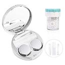 Contact Lens Travel Kit with Cleaner Washer, Portable Contact Box with Mirror Tweezers Remover Tool Solution Bottle for Daily Outdoor (Silver)