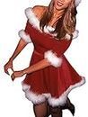 Edhomenn Women Christmas Mrs. Claus Costume Dress Santa Suit Cosplay Party Fancy Dress (Women, B-Red, S)