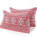 MilkYa Bow Pattern Super Soft Pillow Towel Three Gauze (4) (Color : Red 2)