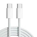 CASOSHIELD USB C to C Charging Cable 6ft, 60W Type C to C Charger Cord Compatible with iPhone 15 Plus/15 Pro Max, MacBook Pro,iPad 12.9/11 inch/Mini/Air 5/4,Sam sung Galaxy S23+/S23 Ultra, White